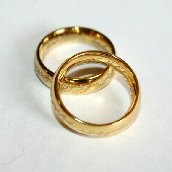 6mm Lord of the Rings LOTR 18K Gold Plated Engraved Stainless Steel Unisex Gift - Picture 5 of 9